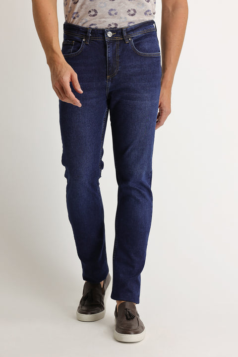 Dark Blue Slim Fit Stretch Denim Pants