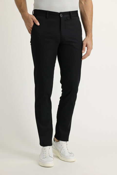 Black Slim Fit Stretch Canvas / Chino Trousers