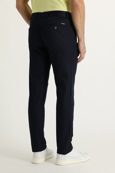 Dark Navy Regular Fit Standard Cut Lycra Canvas / Chino Trousers