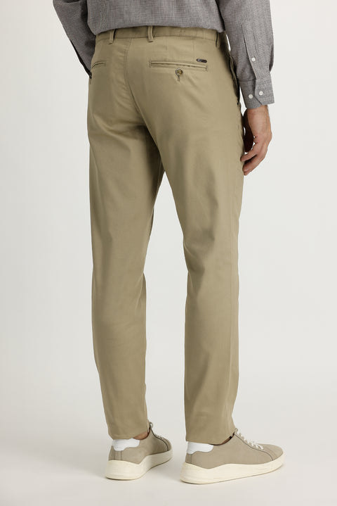 Orta Bej Regular Fit Standart Kesim Likralı Kanvas / Chino Pantolon
