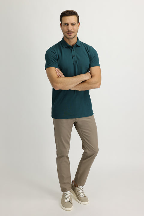 Light Mink Regular Fit Standard Cut Lycra Canvas / Chino Trousers