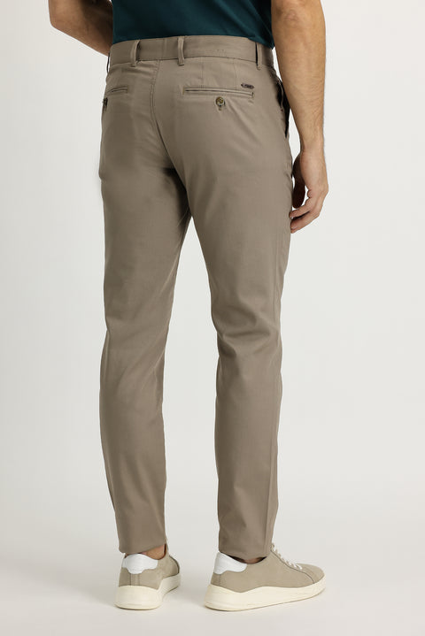 Light Mink Regular Fit Standard Cut Lycra Canvas / Chino Trousers