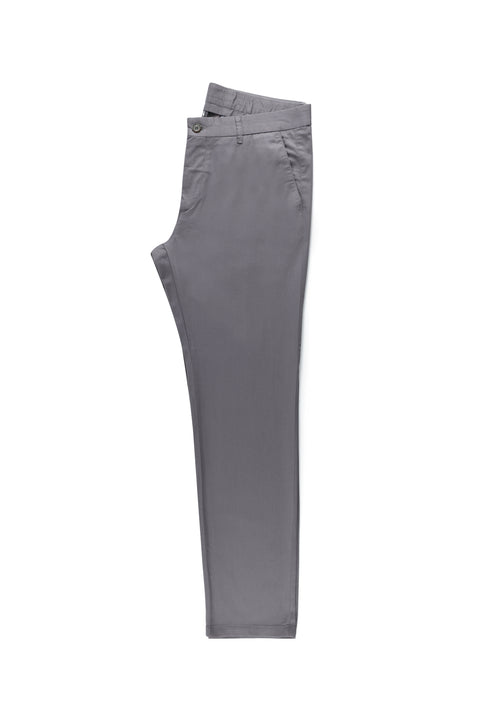 Medium Smoke Relaxed Fit Satin Lycra Canvas / Chino Trousers