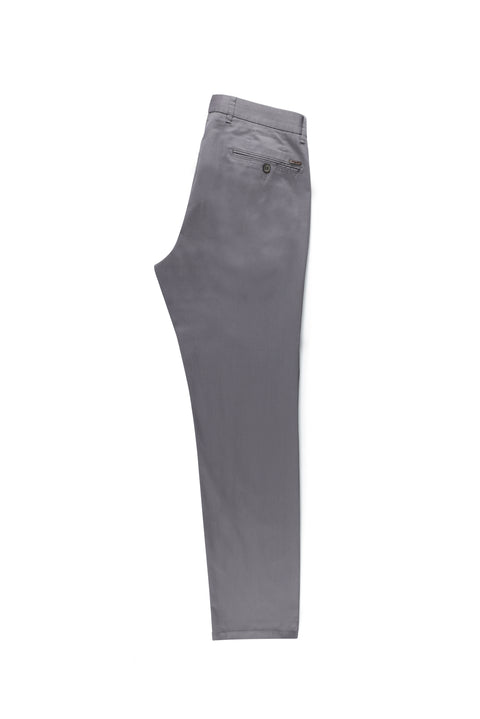 Medium Smoke Relaxed Fit Satin Lycra Canvas / Chino Trousers