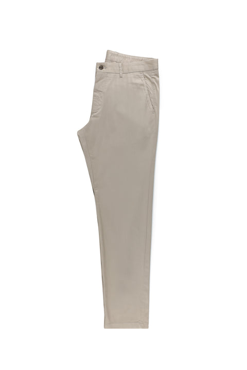 Medium Beige Regular Fit Standard Cut Satin Lycra Canvas / Chino Pants