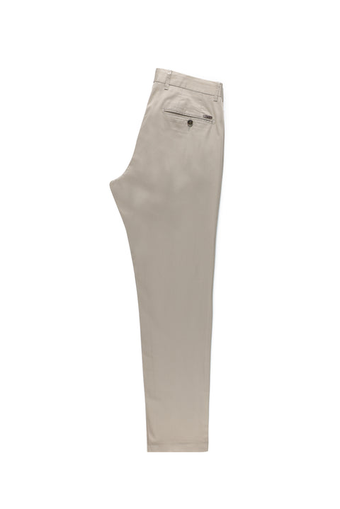 Medium Beige Regular Fit Standard Cut Satin Lycra Canvas / Chino Pants