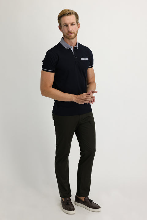 Mid Khaki Regular Fit Standard Cut Sateen Lycra Canvas / Chino Trousers