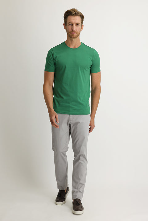 Light Grey Relaxed Fit Patterned Lycra Canvas / Chino Trousers