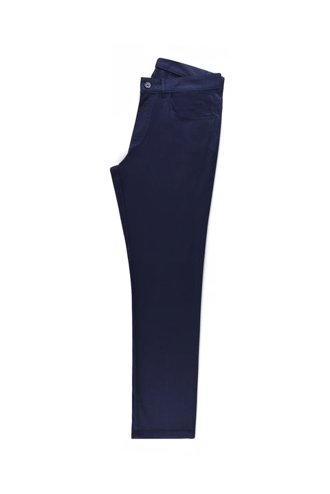 Light Blue Slim Fit Patterned Lycra Canvas / Chino Trousers