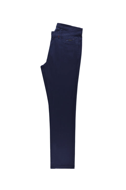 Light Navy Relaxed Fit Stretch Canvas / Chino Trousers