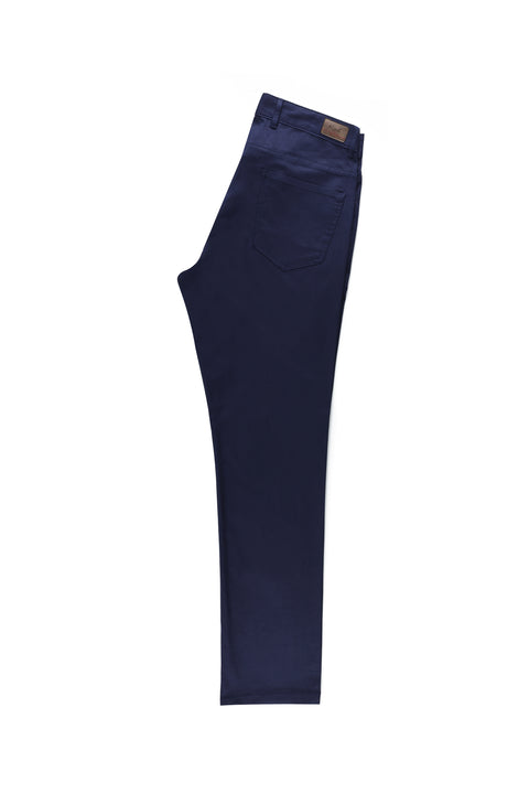 Light Blue Slim Fit Patterned Lycra Canvas / Chino Trousers