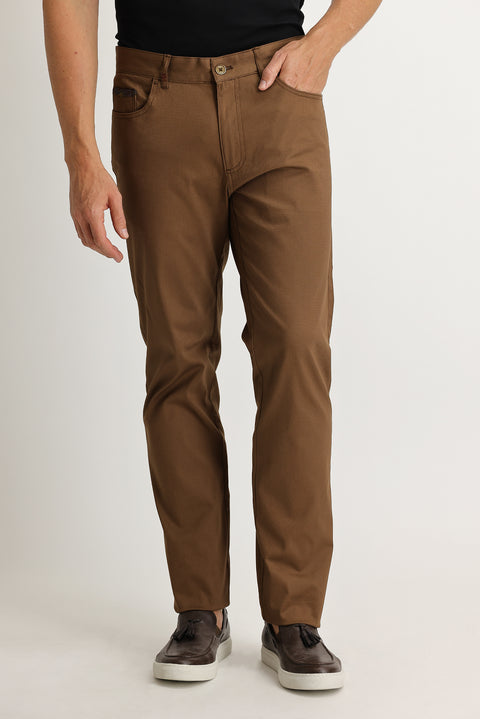 Medium Coffee Slim Fit Stretch Canvas / Chino Trousers
