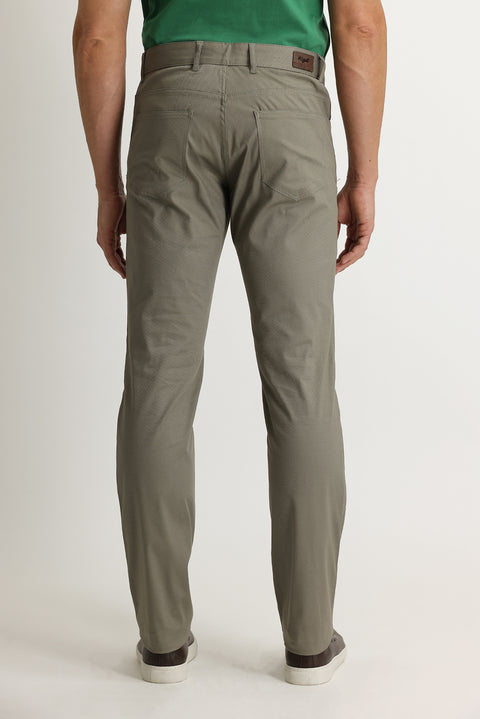 Light Khaki Regular Fit Standard Cut Stretchy Canvas / Chino Trousers