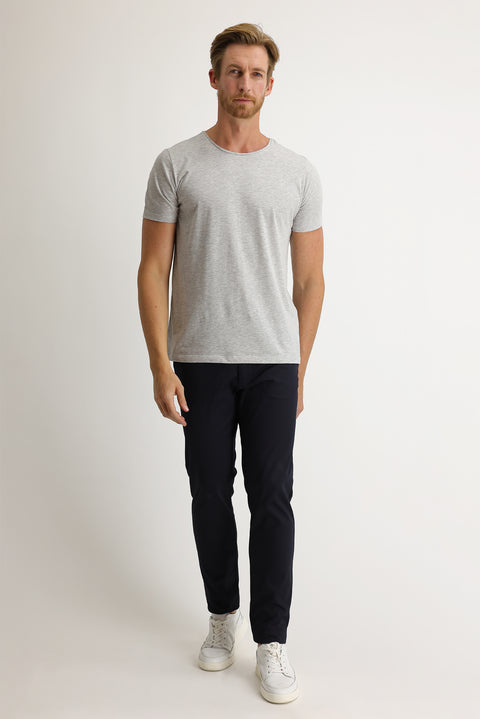 Dark Navy Relaxed Fit Eyelet Lycra Canvas / Chino Trousers