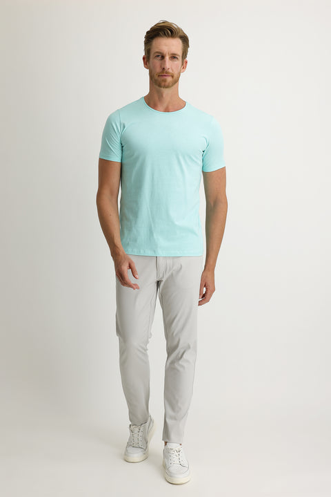 Stone Regular Fit Standard Cut Eyelet Lycra Canvas / Chino Trousers