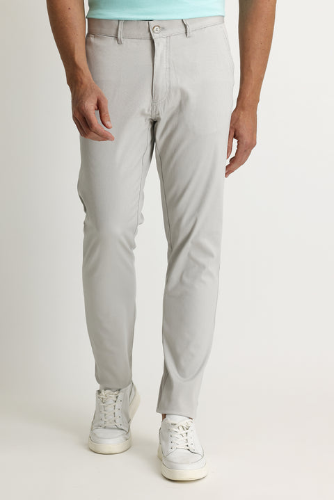 Stone Regular Fit Standard Cut Eyelet Lycra Canvas / Chino Trousers