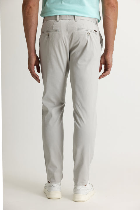 Stone Regular Fit Standard Cut Eyelet Lycra Canvas / Chino Trousers