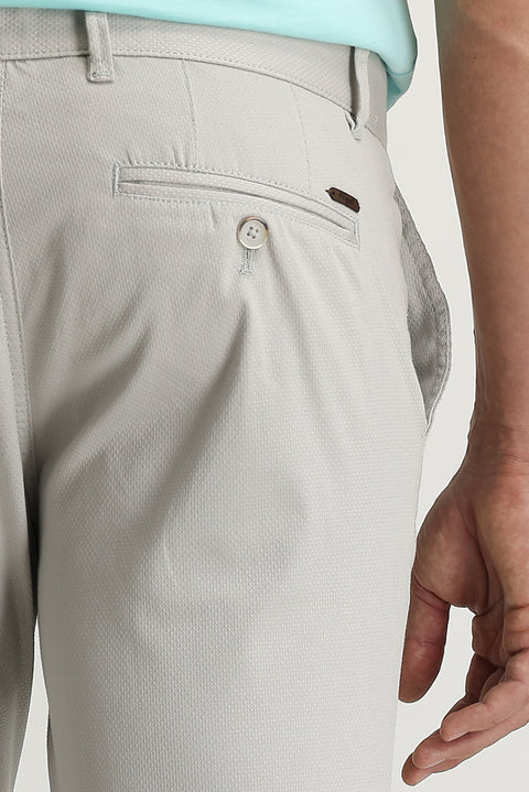 Stone Regular Fit Standard Cut Eyelet Lycra Canvas / Chino Trousers