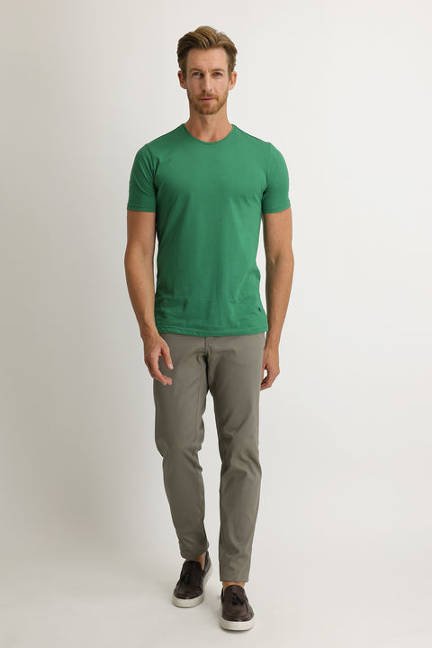 Sage Green Relaxed Fit Eyelet Lycra Canvas / Chino Trousers