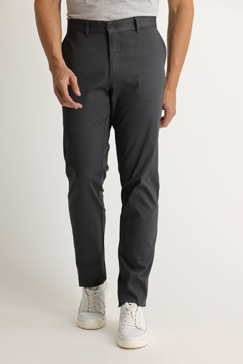 Open Anthracite Regular Fit Standard Cut Eyelet Lycra Canvas / Chino Trousers