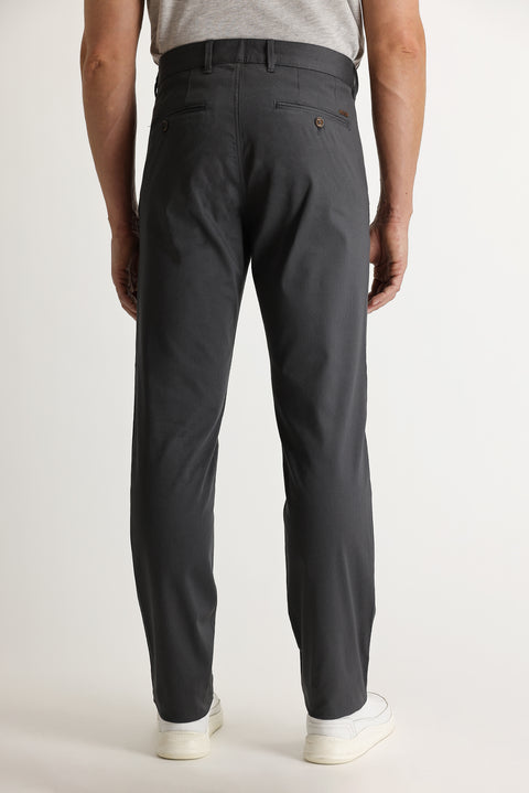 Open Anthracite Regular Fit Standard Cut Eyelet Lycra Canvas / Chino Trousers
