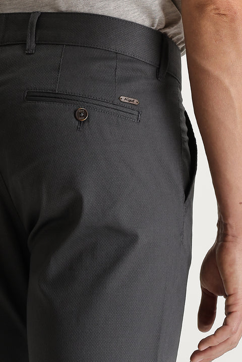 Dark Anthracite Relaxed Fit Eyelet Stretch Canvas / Chino Trousers