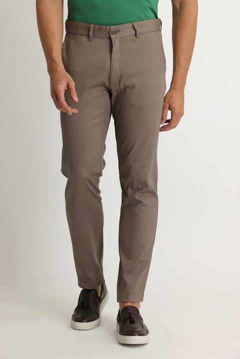 Open Mink Relaxed Fit Eyelet Lycra Canvas / Chino Trousers