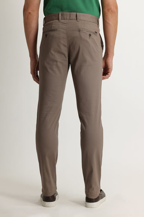 Open Mink Relaxed Fit Eyelet Lycra Canvas / Chino Trousers