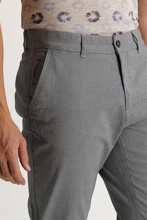 Siyah Regular Fit Standart Kesim Kuşgözü Likralı Kanvas / Chino Pantolon