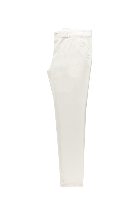 White Relaxed Fit Stretch Canvas / Chino Trousers