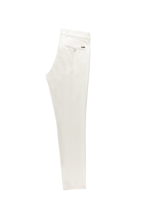 White Relaxed Fit Stretch Canvas / Chino Trousers