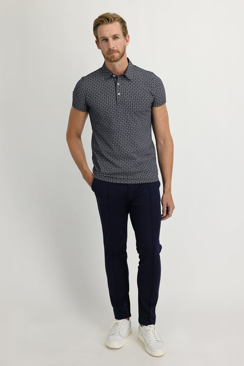 Koyu Lacivert Slim Fit Dar Kesim Beli Lastikli İpli Likralı Pantolon