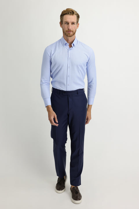 Medium Navy 6 Drop Regular Fit Standard Cut Classic Fabric Wool Trousers