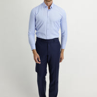 Medium Navy 4 Drop Relaxed Fit Classic Fabric Wool Trousers
