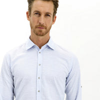 Light Blue Long-Sleeve Patterned Cotton Shirt