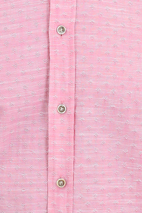Pink Long Sleeve Regular Fit Patterned Cotton Shirt
