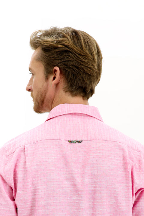 Pink Long Sleeve Regular Fit Patterned Cotton Shirt
