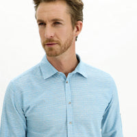 Light Turquoise Long Sleeve Regular Fit Patterned Cotton Shirt