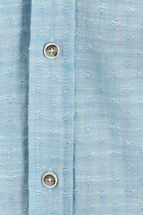 Light Turquoise Long Sleeve Regular Fit Patterned Cotton Shirt