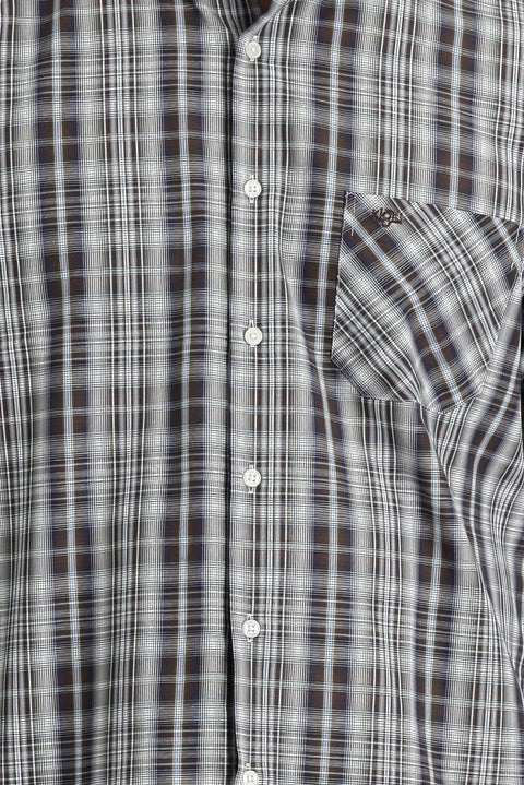 Medium Brown Long Sleeve Regular Fit Plaid Shirt