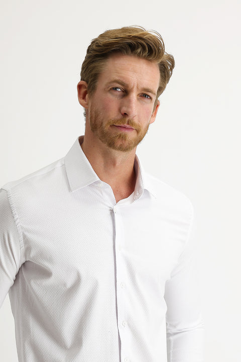 White Long Sleeve Slim Fit Classic Cotton Shirt with Cuffs