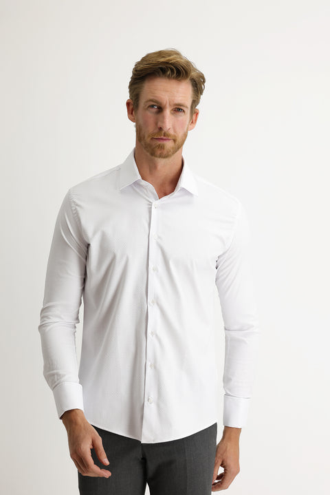 White Long Sleeve Slim Fit Classic Cotton Shirt with Cuffs