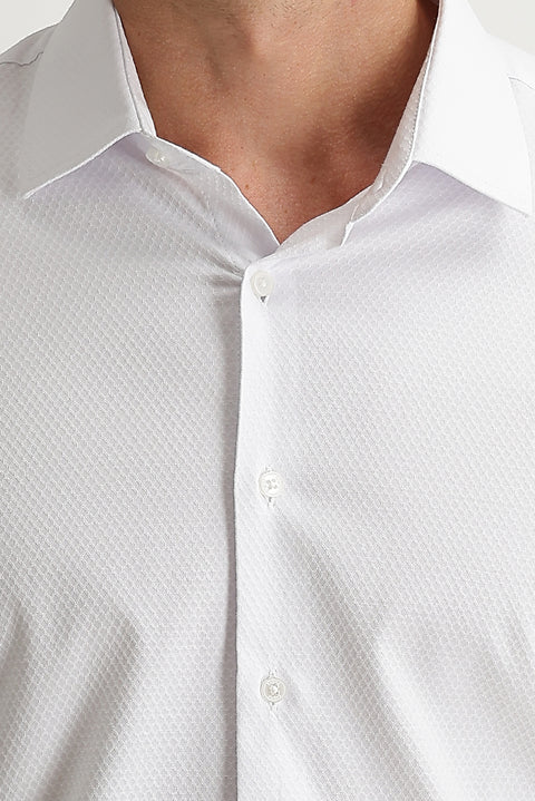 White Long Sleeve Slim Fit Classic Cotton Shirt with Cuffs