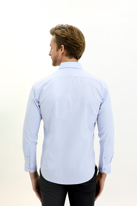 Light Blue Long Sleeve Slim Fit Patterned Shirt