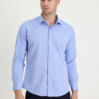 Light Blue Long Sleeve Slim Fit Patterned Shirt