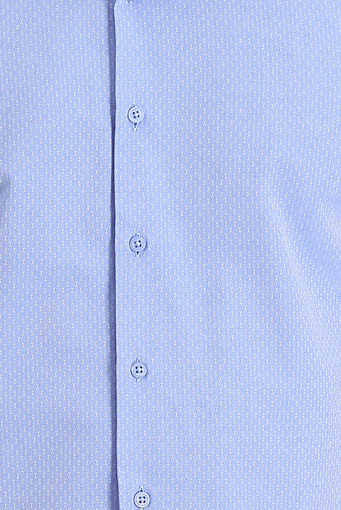 Light Blue Long Sleeve Slim Fit Patterned Shirt