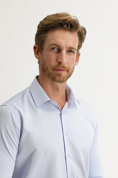 Light Blue Long Sleeve Slim Fit Patterned Shirt