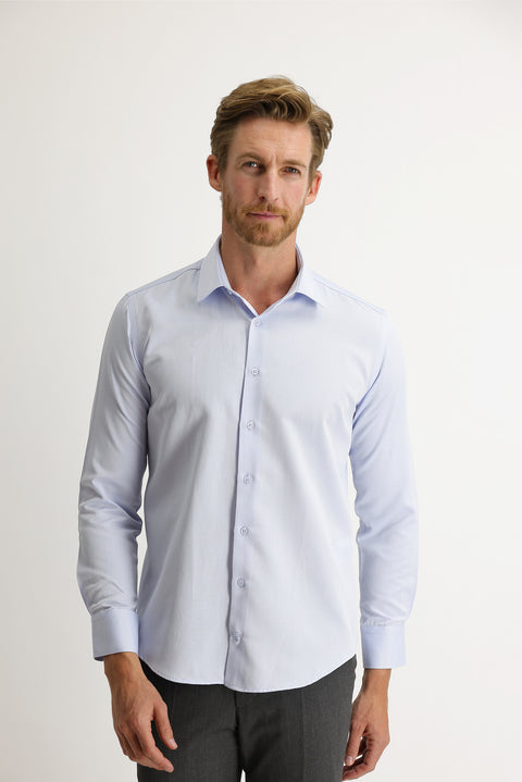 Light Blue Long Sleeve Slim Fit Patterned Shirt