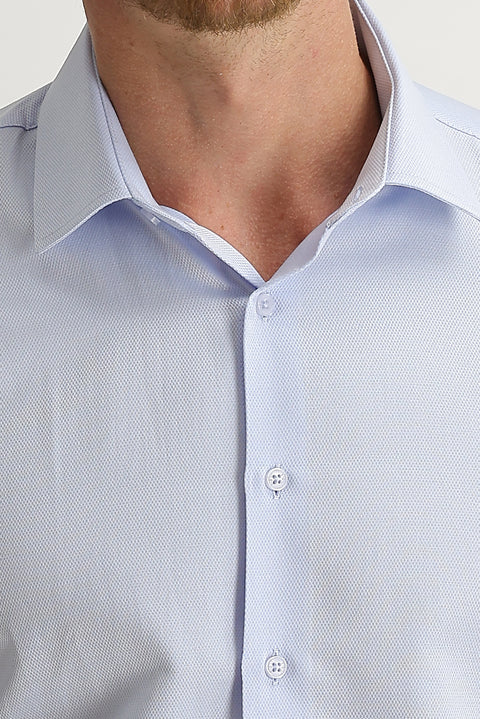 Light Blue Long Sleeve Slim Fit Patterned Shirt