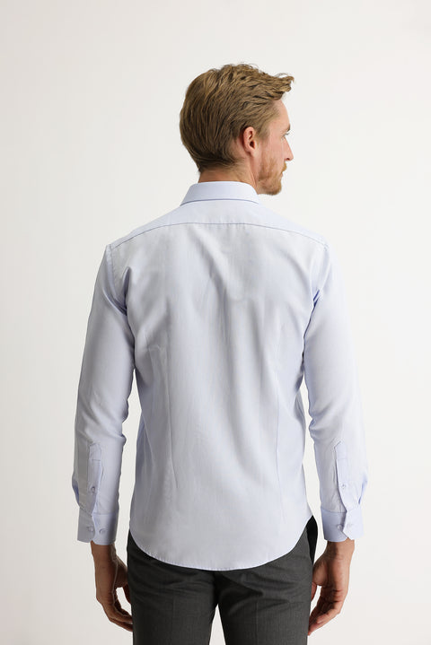 Light Blue Long Sleeve Slim Fit Patterned Shirt